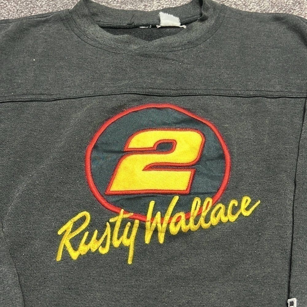 Vintage 1990's Nutmeg Mills Black Medium Rusty Wallace Sweatshirt - Picture 2 of 6